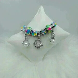 Cute Charm Bracelet with Rhinestone Accents